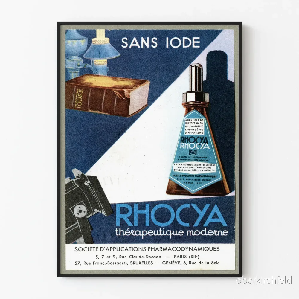 Vintage reklamposter Rhocya - Retro medicinsk väggdekoration