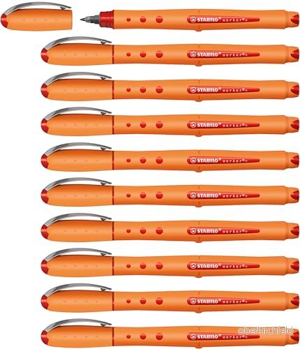 Rollerballpenna STABILO worker + Medium ask med 10 Röd 4006381197885