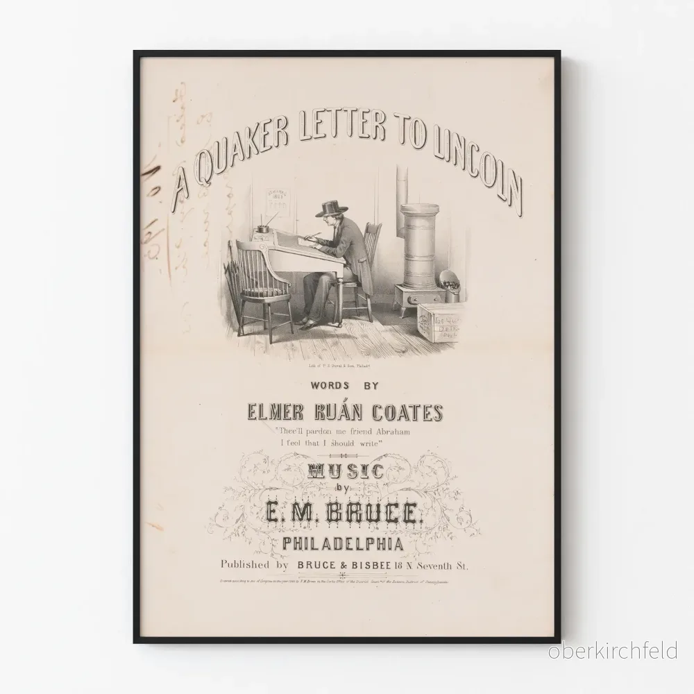 Vintageposter A Quaker Letter to Lincoln av Elmer Ruán Coates