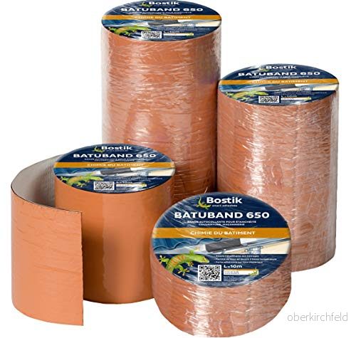Bostik Batuband 650 Kall självhäftande tätningsremsa överdrag, front, glasfönster, murverk, industri 1 rulle orange längd 10 m, bredd: 22,5 cm, tjocklek: 0,8 mm 3549210018773