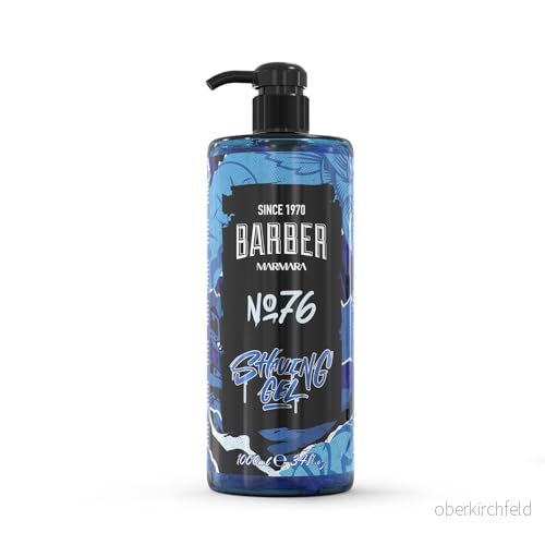 BARBER MARMARA rakgel män nr 76 mäns transparent 1 000 ml rakning av skäggkonturerna skumar inte kyler huden med pumpdispenser skäggvård 8691541006631