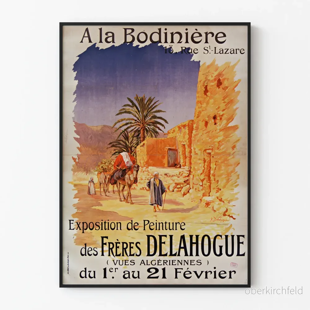Vintageposter från utställningen Målning av Bröderna Delahogue – Algeriska vyer