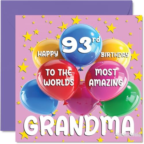 93:e mormor födelsedagskort världens mest fantastiska grattis på för från barnbarn barnbarn, 145 mm x ålder 93 nittiotre gratulationskort 5063152109040