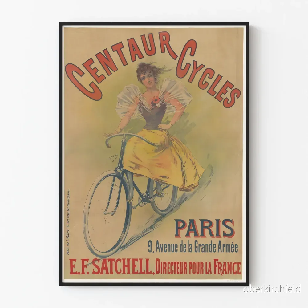 Vintageposter Centaur Cycles Paris - Retro cykelväggdekoration