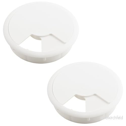 cyclingcolors 2X kabelpass bord tråd diameter 80 mm infälld sladd för datorskärm tillbehör heminredning (vit) 3666690059734