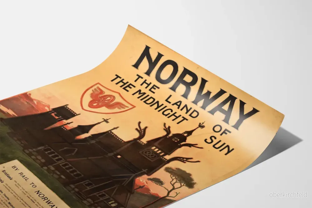 Vintageaffisch Norge Midnattssolens land - Vintage skandinavisk väggdekoration - Bild 3