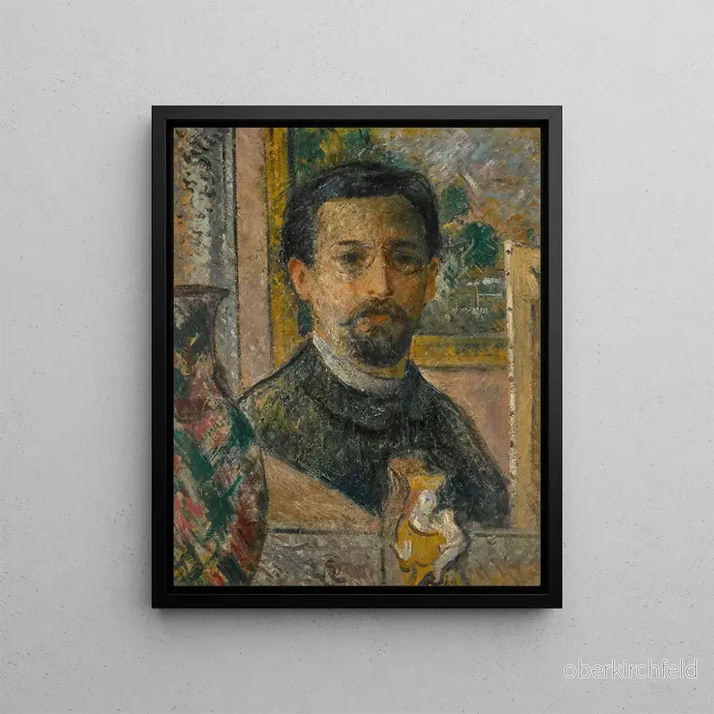 Målning Självporträtt med statyett – Gustave Loiseau | Konsttryck Målning Självporträtt med statyett – Gustave Loiseau | Konsttryck