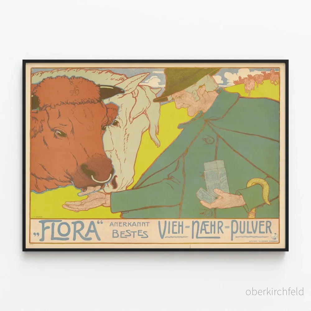 Vintage reklamposter Flora för djurfoder