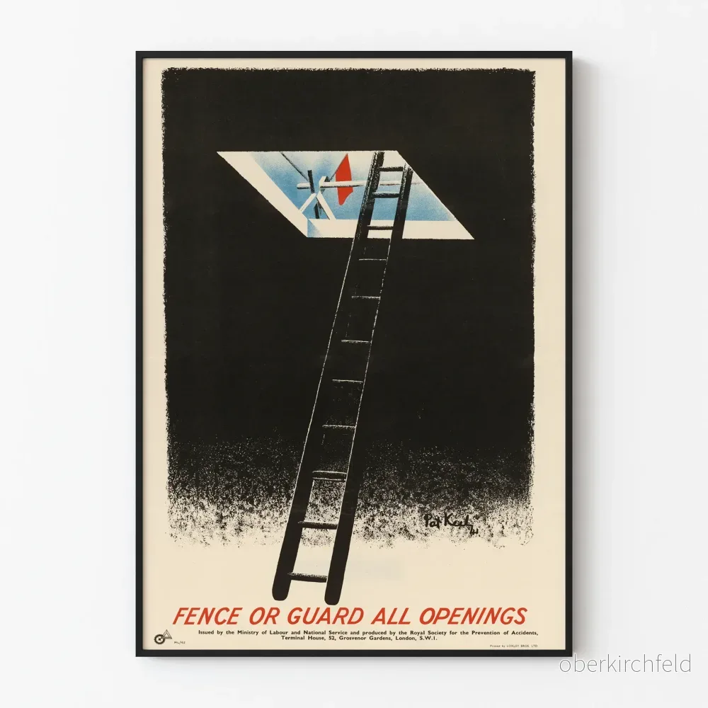 Väggposter i vintage stil Säkerhet Stege och Öppningar