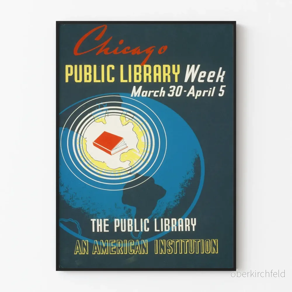 Vintageposter för Chicago Public Library Week - Kulturell väggdekoration