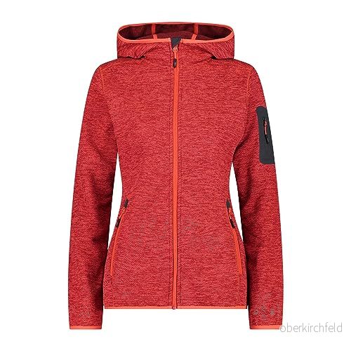 CMP Knit Tech jacka för kvinnor med fast huva, Red Fluo Vallmo Antracit, 40 8058949087820