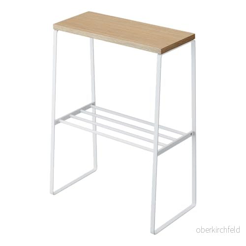 YAMAZAKI 4382 TOSCA sidobord, vit, stål/trä, minimalistisk, 42 x 22 56,5 cm 4903208043823