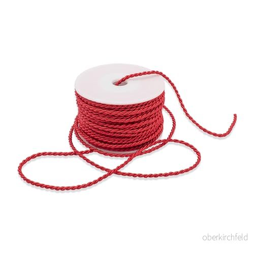 Decoraparty 3 mm rött snodd, elegant band för presentförpackning, jul, alla hjärtans dag, nyår, polyester bomull x 25 meter 8056249831556