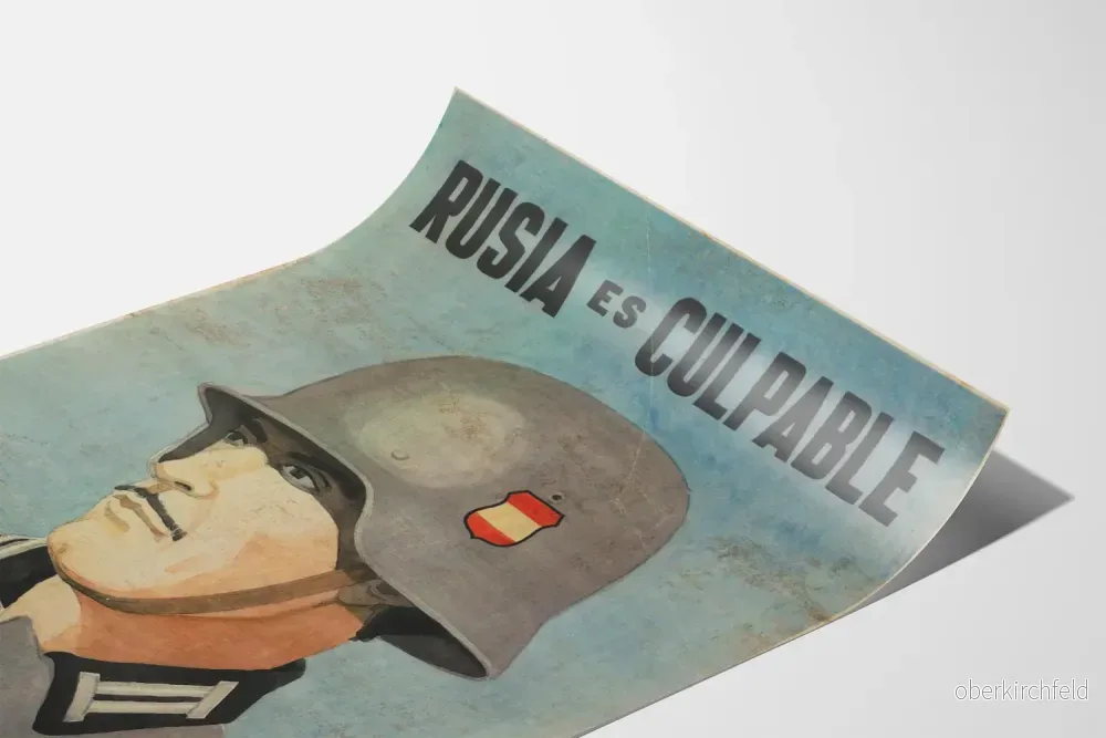 Vintageposter Krig 'Ryssland är Skyldigt' Soldat med Hjälm - Bild 3