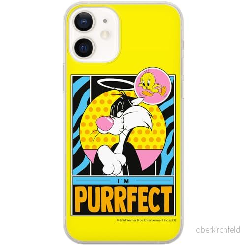 ERT GROUP mobiltelefonfodral för Iphone 12 Mini originalt och officiellt licensierat Looney Tunes mönster Sylvester & Tweety 006, fodral tillverkad av TPU plast 5905795125011