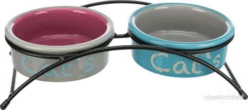Trixie Bowl set ceramic/metal 2 x 0.3 l/ø 12 cm/26 7 13 cm light grey/antique pink/light blue 4047974247914