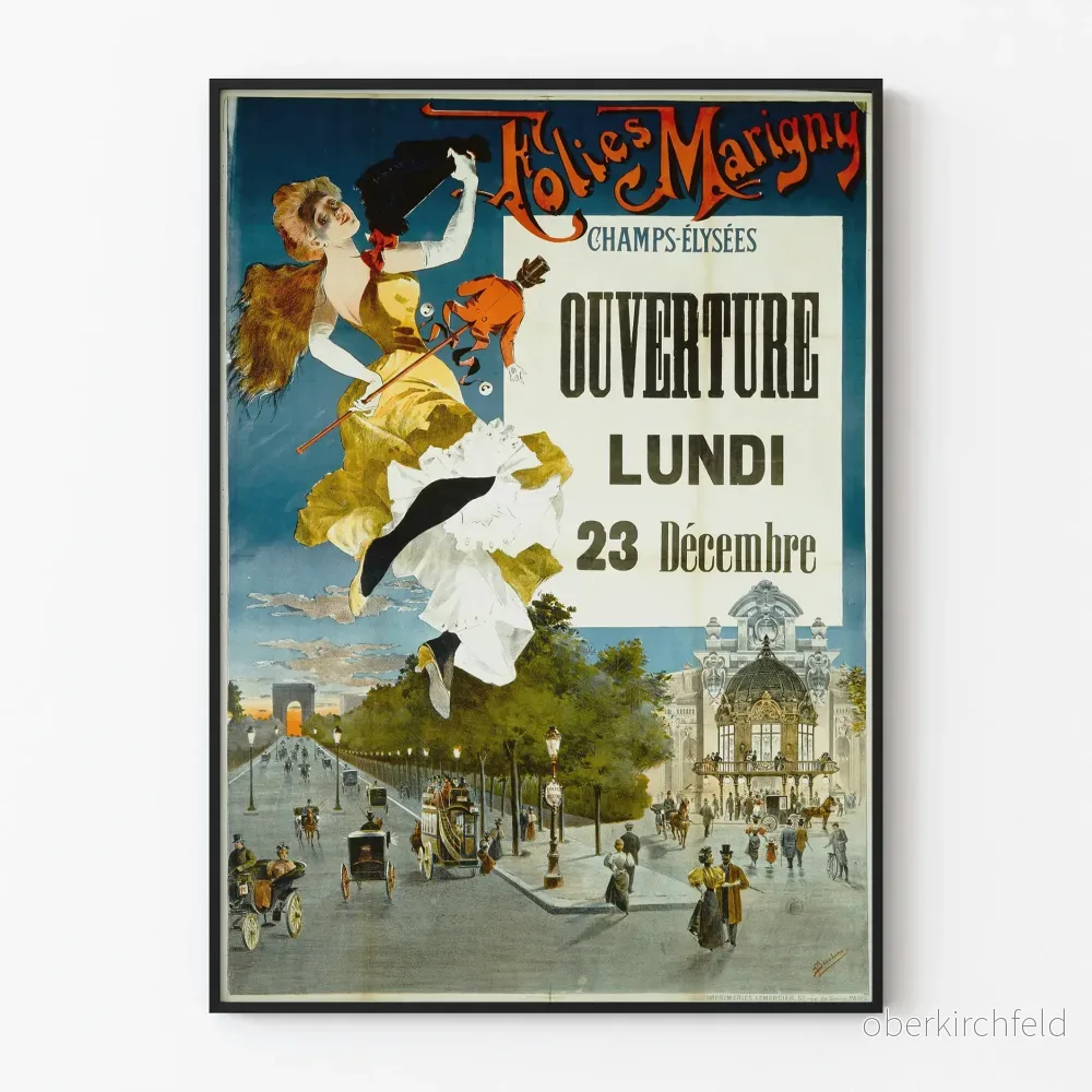Vintageposter Folies Marigny Champs-Élysées Invigning December