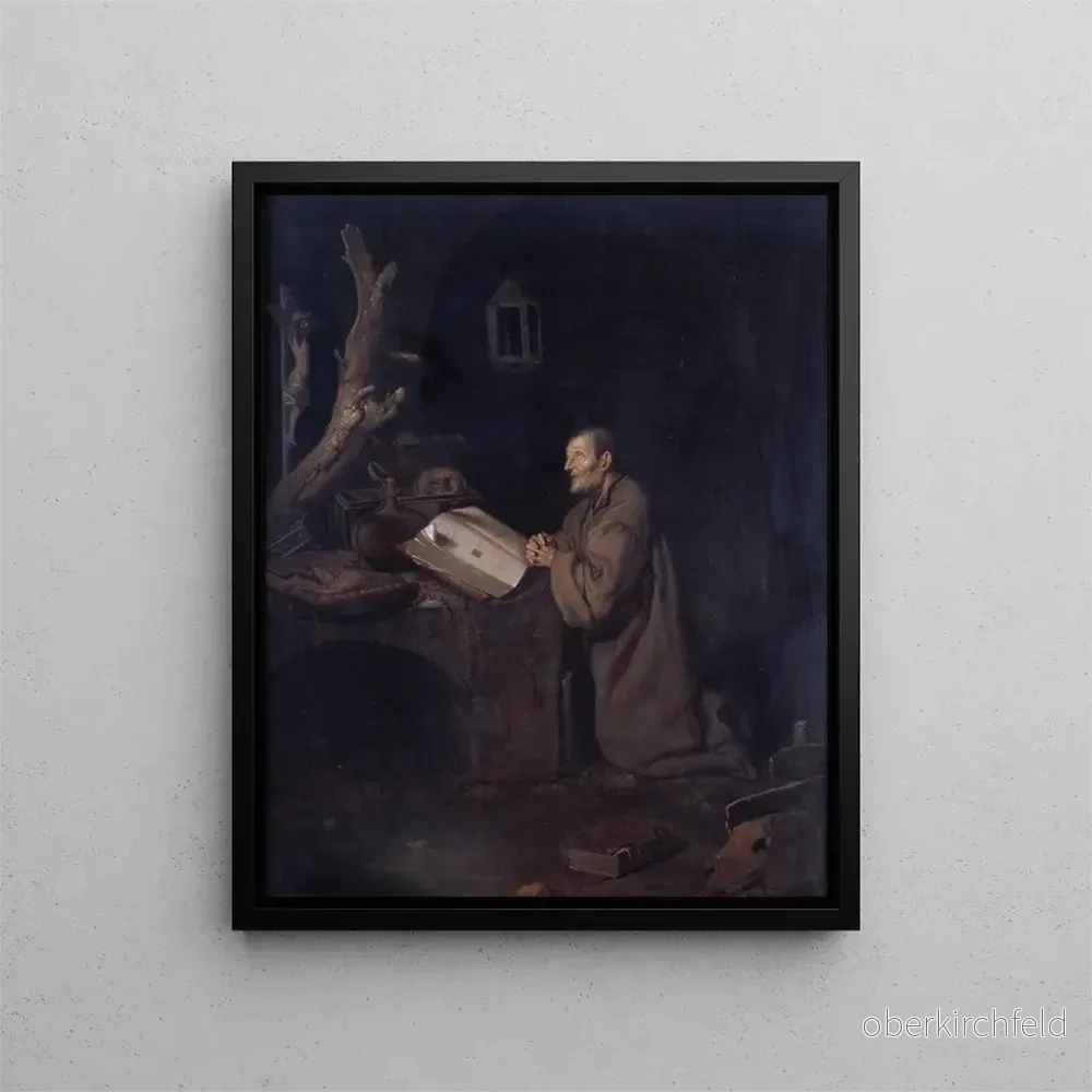 Målning En eremit i bön - Bartholomeus Maton | Konsttryck