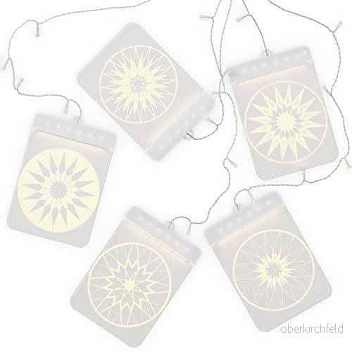 AmeliaHome LED fönsterdekoration, akrylhängare, ljuskedja, set om 5, USB ljusslinga, juldekoration rektangulär mandala 4251838559888