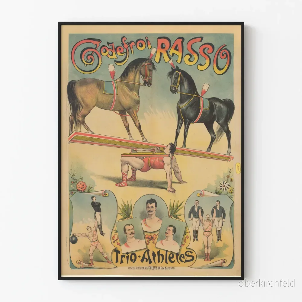 Vintageposter med tre idrottare av Godefroi Rasso
