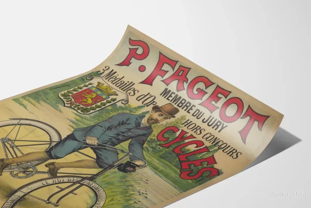 Vintageposter för cyklar P. Fageot, franskt märke, Lyon - Bild 3