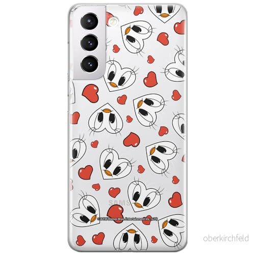 ERT GROUP mobiltelefonfodral för Samsung S21 originalt och officiellt licensierat Looney Tunes mönster Tweety 018 optimalt anpassad till formen på mobiltelefonen, gedeeltelijk transparant 5905795122195
