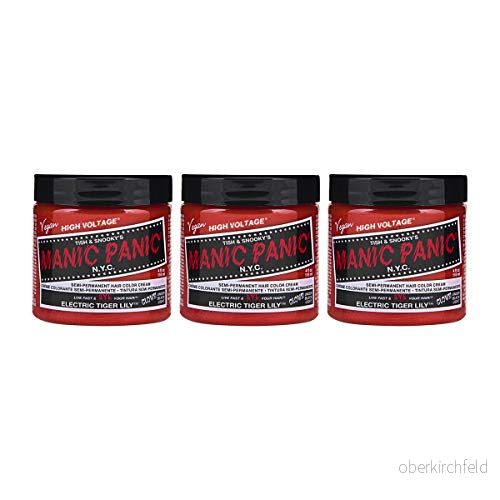 Manic Panic Electric Tiger Lily Classic Creme, Vegan, Cruelty Free, Orange Semi Permanent Hair Dye 118ml 612600110371