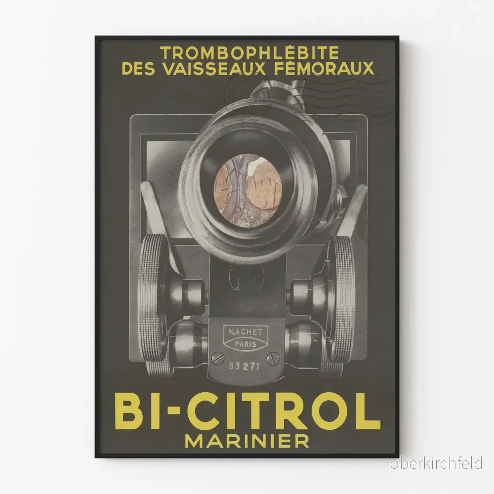 Vintage medicinsk poster Bi-Citrol Marinier - Tromboflebit i lårkärlen