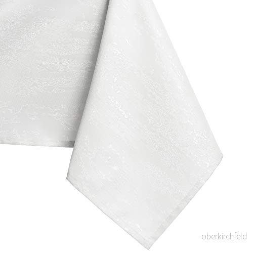 AmeliaHome bordsduk, 120 x 200 cm fläckskydd, lotuseffekt, tvättbar, vattenavvisande, ornament Vesta, vit 4251525429371