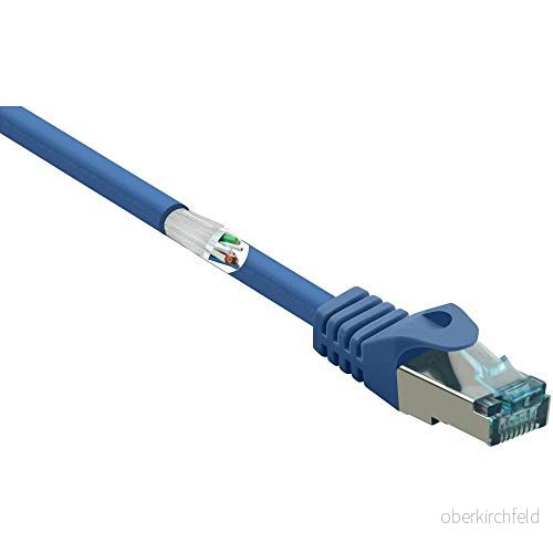 Basetech BT 2270670 RJ45 nätverkskabel, patchkabel CAT 6a S/FTP 3,00 m blå med snäppskydd, flamsäker 1 st. 4064161085845
