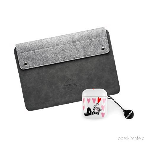 fodral för bärbar dator 14 tum Pilatus grå + Airpods Heart 8445183017889