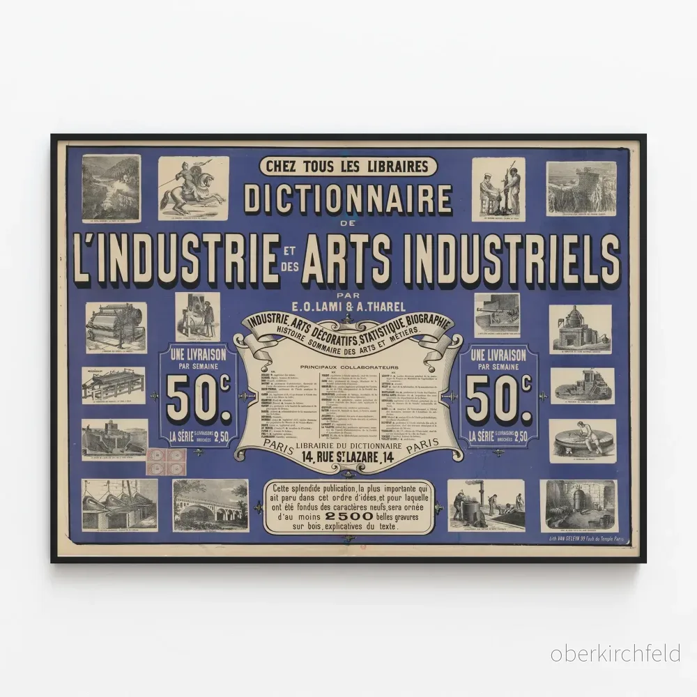 Vintageposter av Industrins och industriella konstnärers ordbok av E.O. Lami & A. Tharel