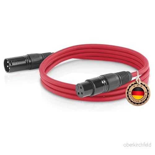 ETEC, XLR kabel, mikrofonkabel, kontakt till uttag, anslutningskabel, röd, 1,50 m 4262403750098