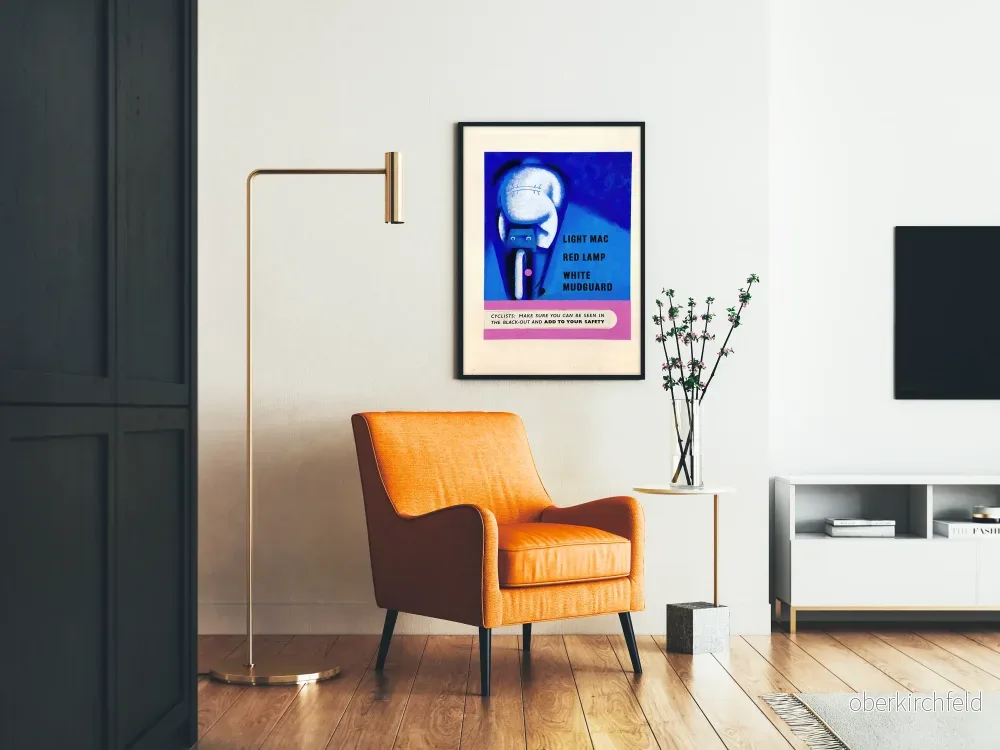 Vintageaffisch för cykelsäkerhet, röd lampa och vit skärmbreddare - Bild 2