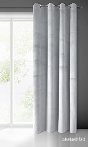 Eurofirany Pierre gardin sammet öljetter vardagsrum sovrum modern klassisk metallöljetter 1. STK 215 g/m², ljusgrå, 140 x 250 cm 5900811988052