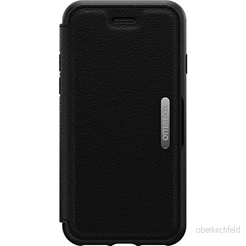 OtterBox Strada skal för iPhone 7/8/SE 2:e gen/SE 3:e gen, stöttåligt, fallsäkert, premiumläder skyddande folioskal med två korthållare,testad till militärstandard x3, Svart 5060475906400