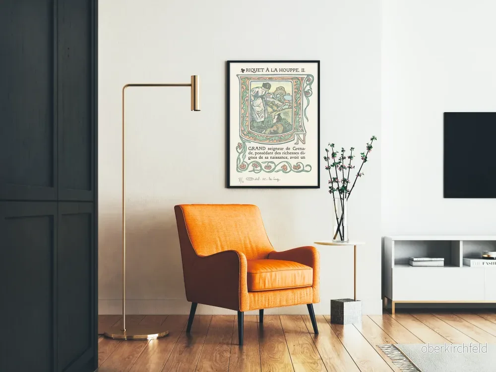 Vintage dekorativ poster Riquet à la Houppe med inramning - Bild 2