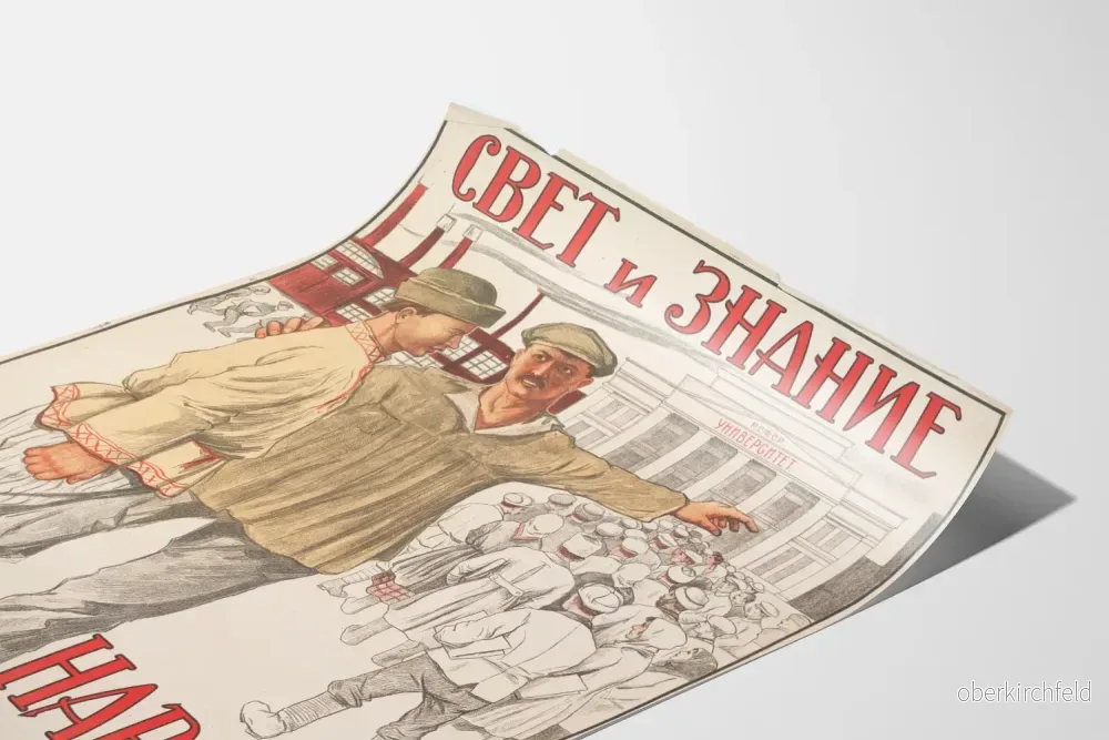 Vintage Rysk Poster Utbildning och Sociala Framsteg - Bild 3