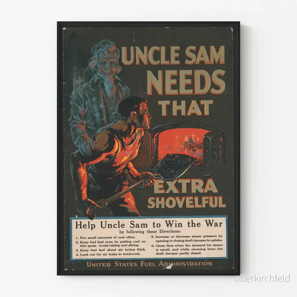 Vintageposter Uncle Sam Needs That Extra Shovelful - Historisk väggdekoration