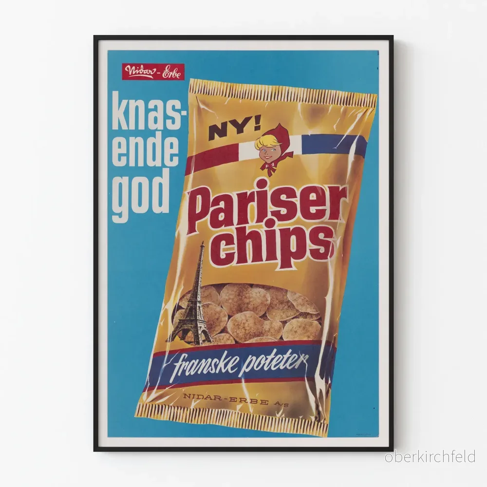 Vintageposter Pariser Chips - Retro väggdekoration för snacks
