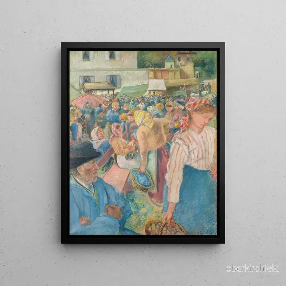 Målning av fågelmarknaden i Pontoise - Camille Pissarro | Konsttryck