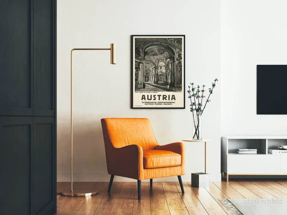 Vintageposter för Admonts klosterbibliotek i Steiermark, Österrike - Bild 2