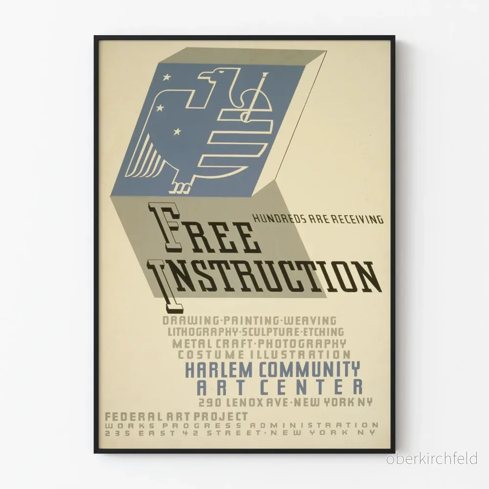 Vintageposter Fri instruktion Harlem Community Art Center