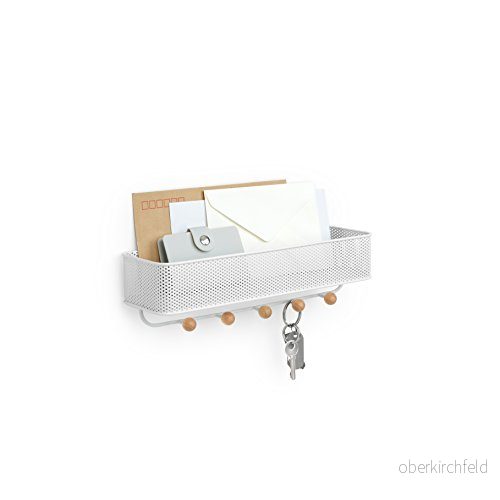 Umbra Estique nyckelbräda med brevfack, multifunktionell väggorganisatör 5 krokar, vit, liten 28295505611
