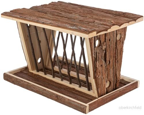 Trixie Hay manger with floor & roof, bark wood, 40 x 22 30 cm 4011905618050