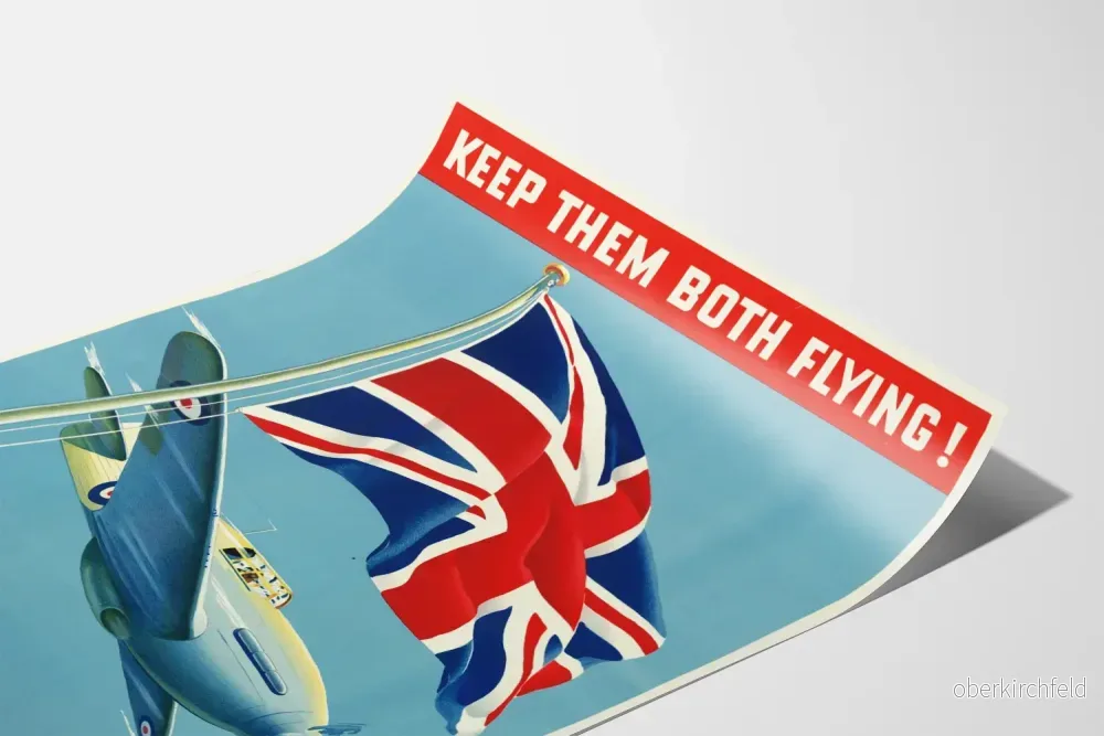 Vintageposter Keep Them Both Flying - Väggdekoration Flygning och Union Jack - Bild 3