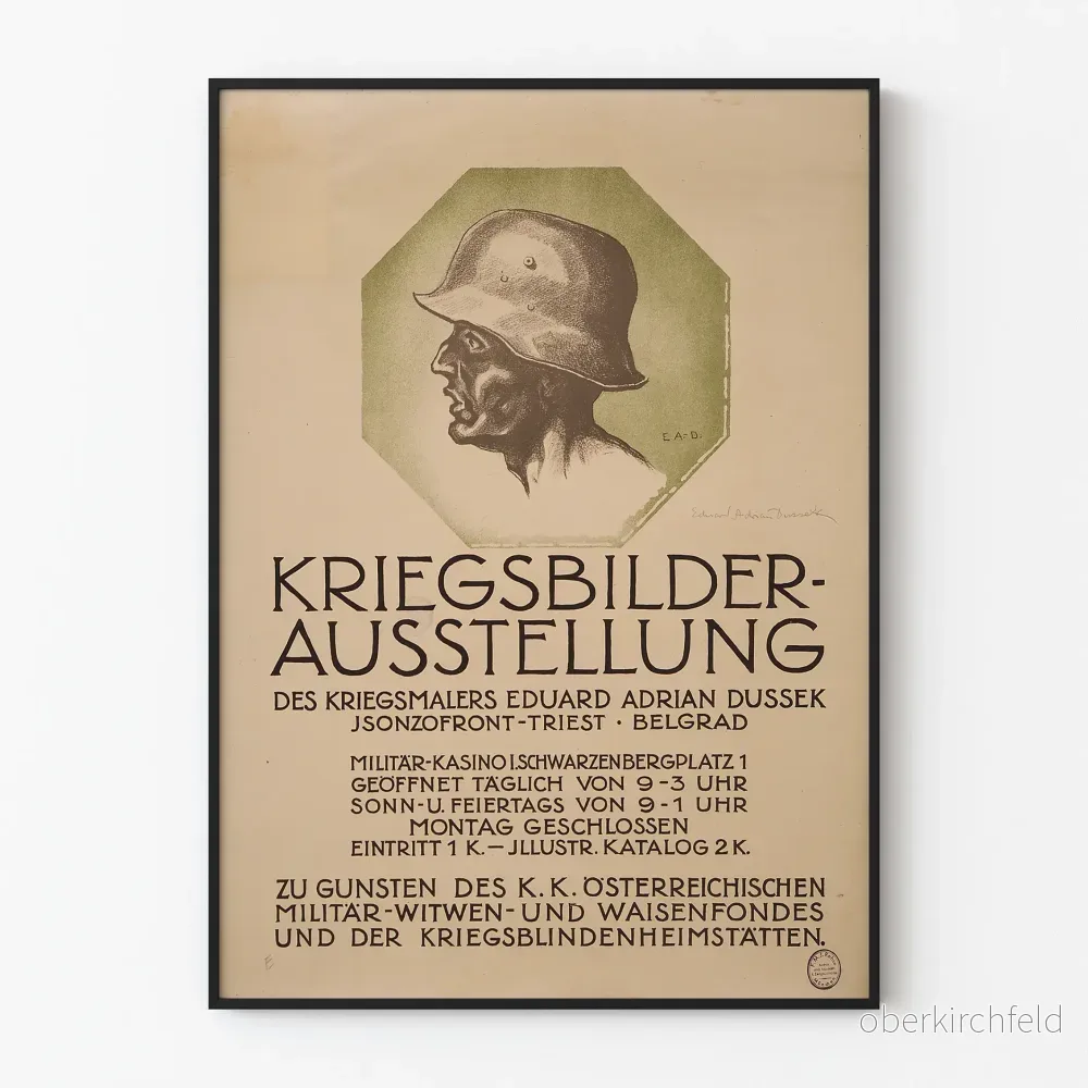 Gammal utställningsposter med krigsmålningar av Eduard Adrian Dussek