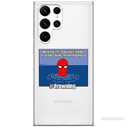 ERT GROUP mobiltelefonfodral för Samsung S22 ULTRA originalt och officiellt licensierat Marvel mönster Spider Man 037 optimalt anpassad till formen på mobiltelefonen, gedeeltelijk transparant 5905795012816
