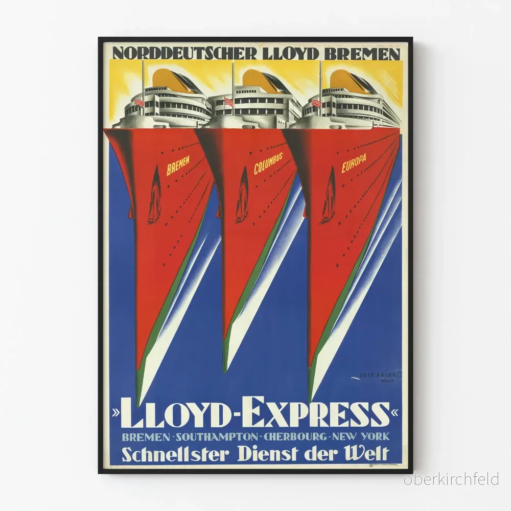 Vintageposter Lloyd Express Norddeutscher Lloyd Bremen