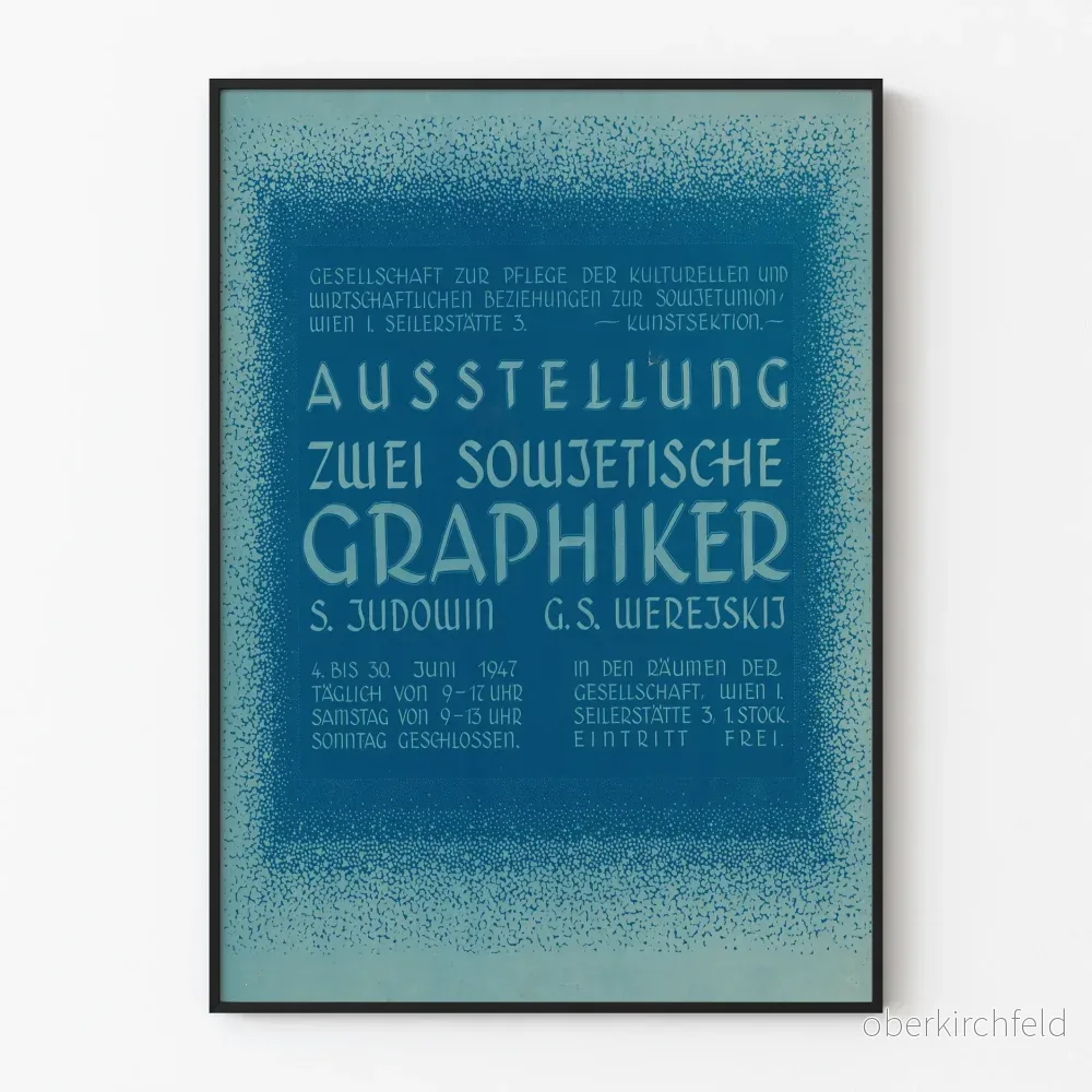 Vintageposter för utställning med två sovjetiska grafiska formgivare